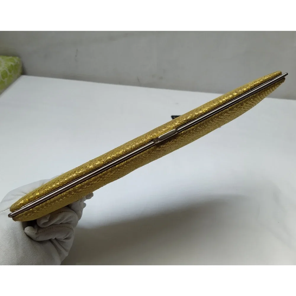 LODIS Yellow Leather Kisslock Framed Long Wallet